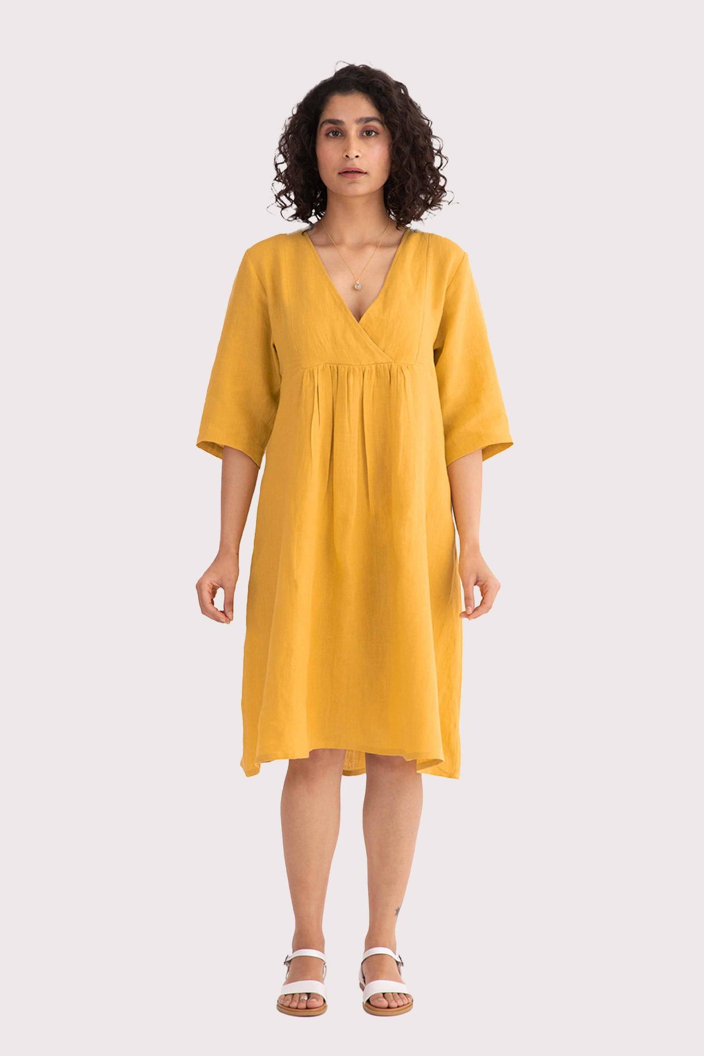 Linen Citrus Midi Dress