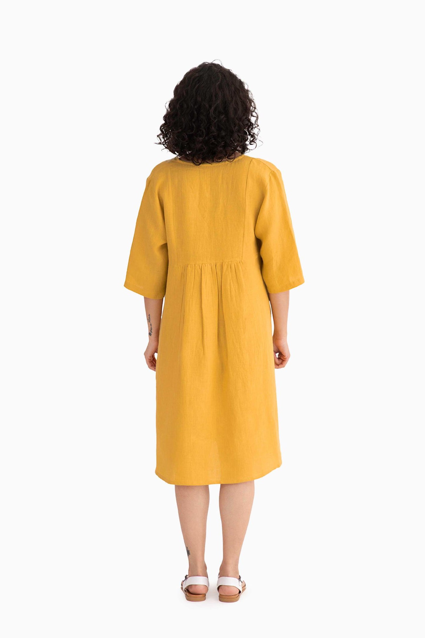 Linen Citrus Midi Dress