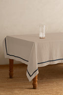 Linen Blue Lace Tablecloth
