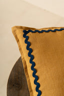 Linen Blue Lace Cushion Cover