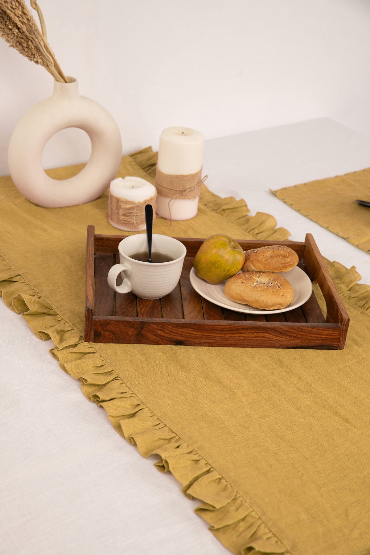 Linen Ruffle Medley Table Runner