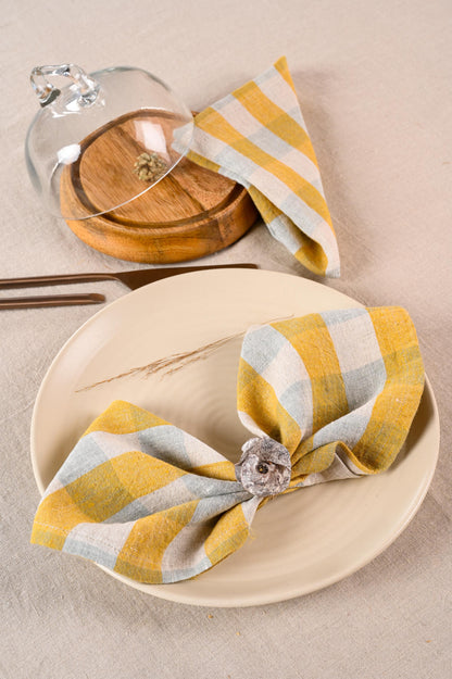 Linen Clara Napkin Set-Mustard Clara