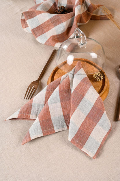 Linen Clara Napkin Set-Terracotta Clara