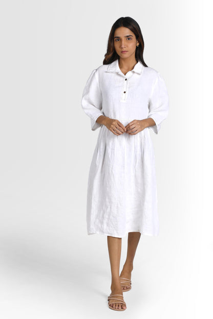 Linen Pinnacle Midi Dress