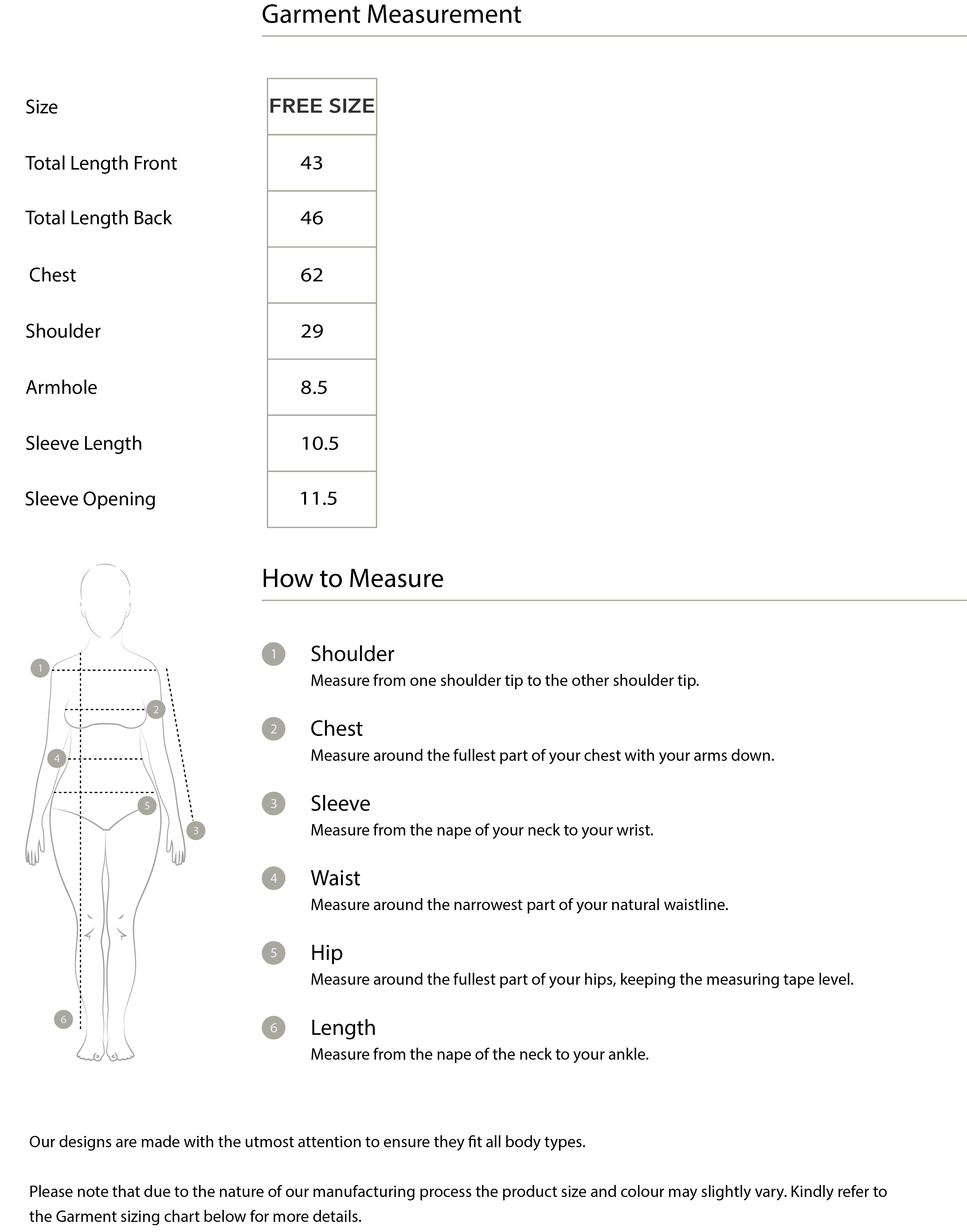 Size guide in IN