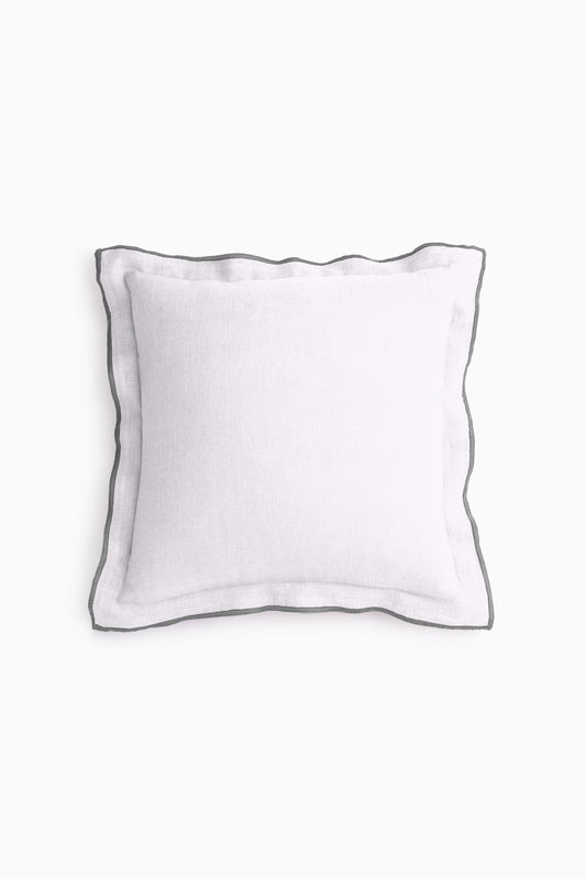 Linen Grey Needled Cushion Cover-Angora White