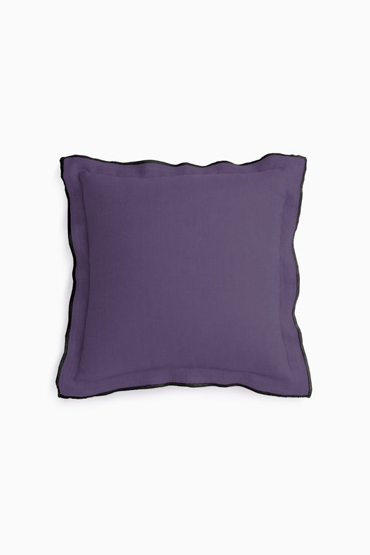 Linen Black Needled Cushion Cover-Blackberry Wine