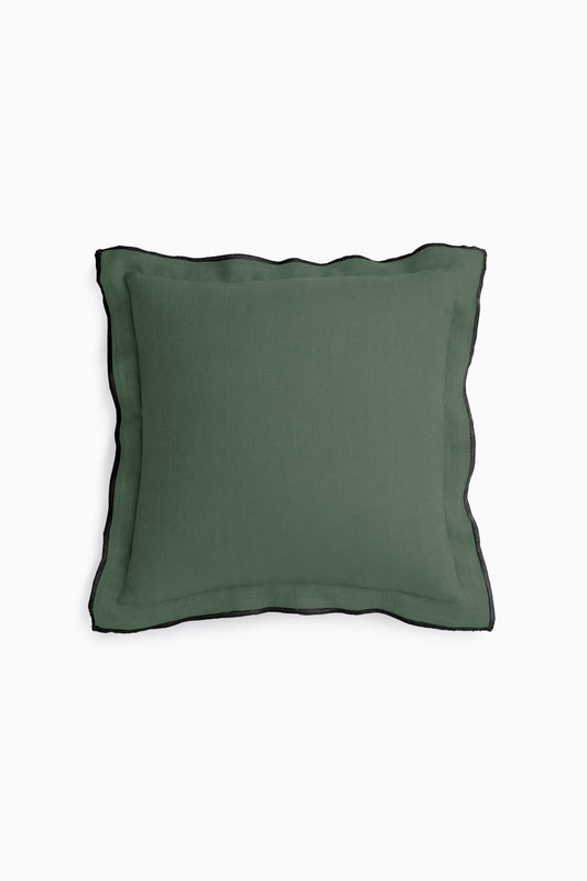 Linen Black Needled Cushion Cover-Bottle Green