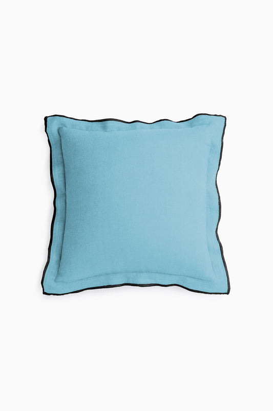 Linen Black Needled Cushion Cover-Moody Blue