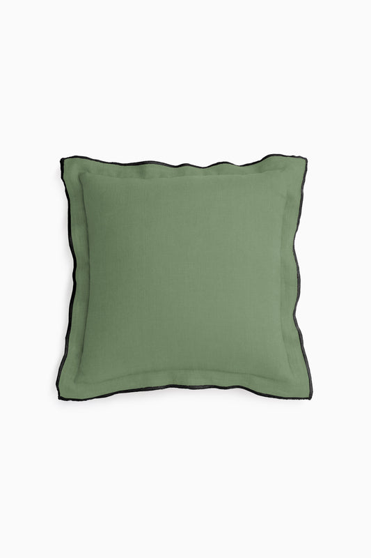 Linen Black Needled Cushion Cover-Retro Green