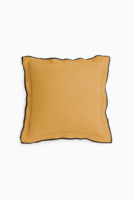 Linen Black Needled Cushion Cover-Dusty Gold