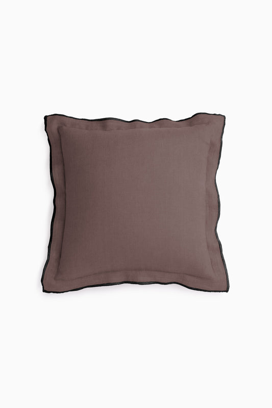 Linen Black Needled Cushion Cover-Caramel Brown