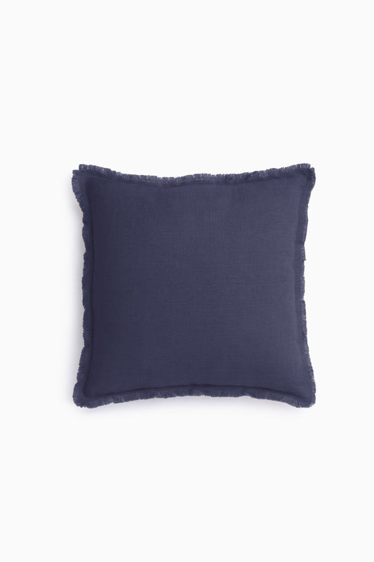 Linen Fringe Me Good Cushion Cover-Indigo Blue