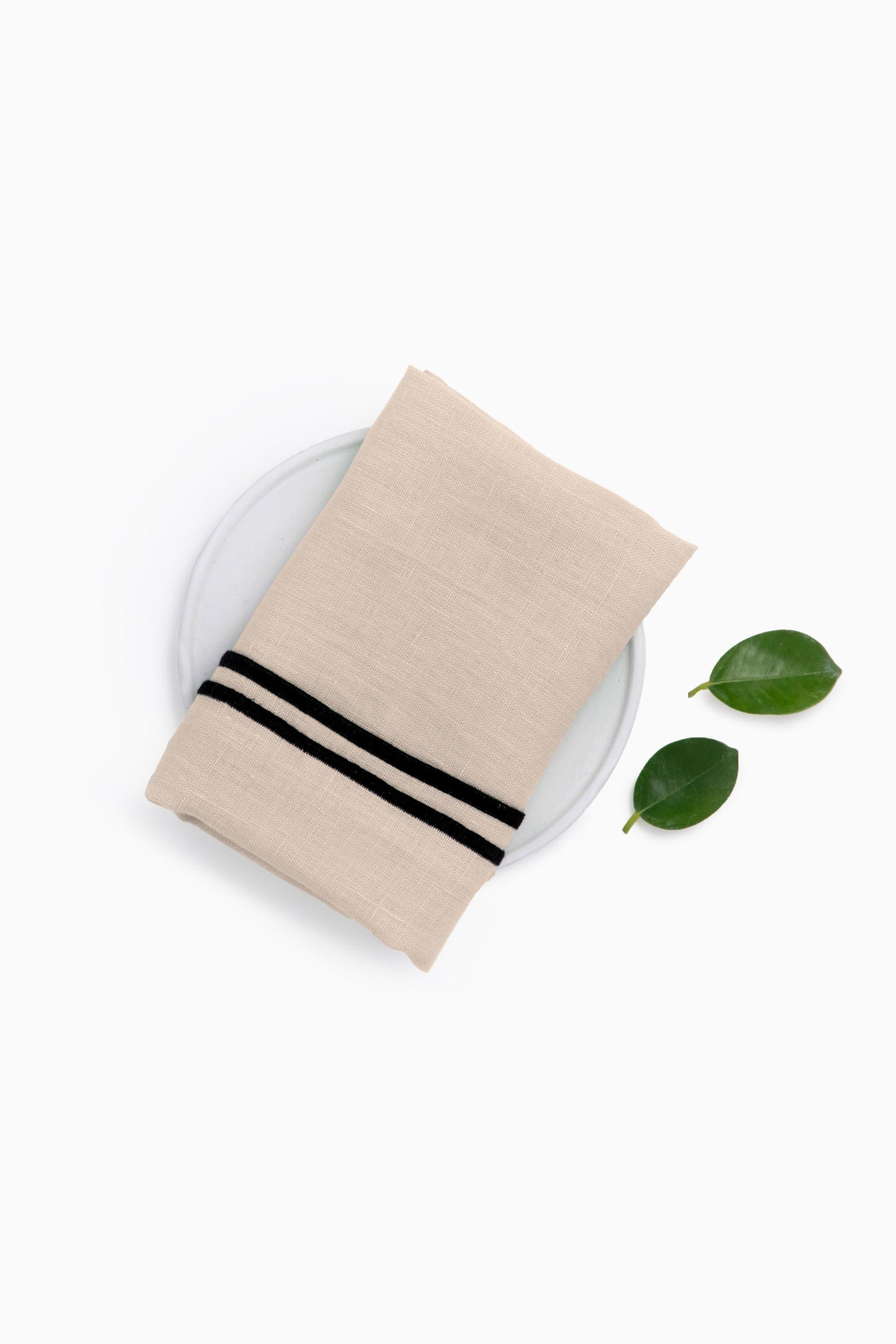 Linen Black Needled Napkin Set-Dusty Gold