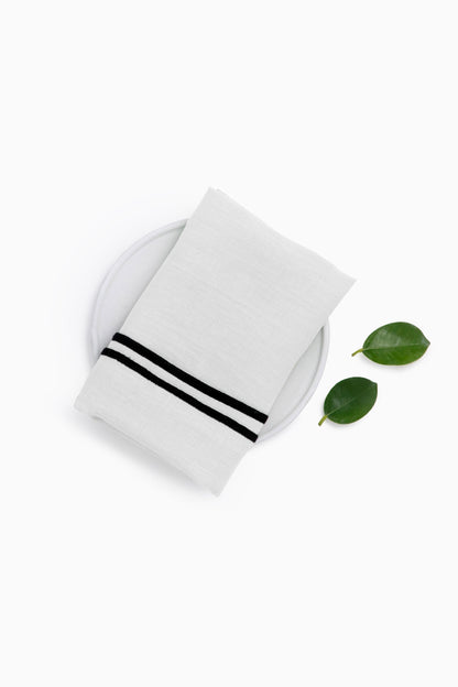 Linen Black Needled Napkin Set-Dusty Gold