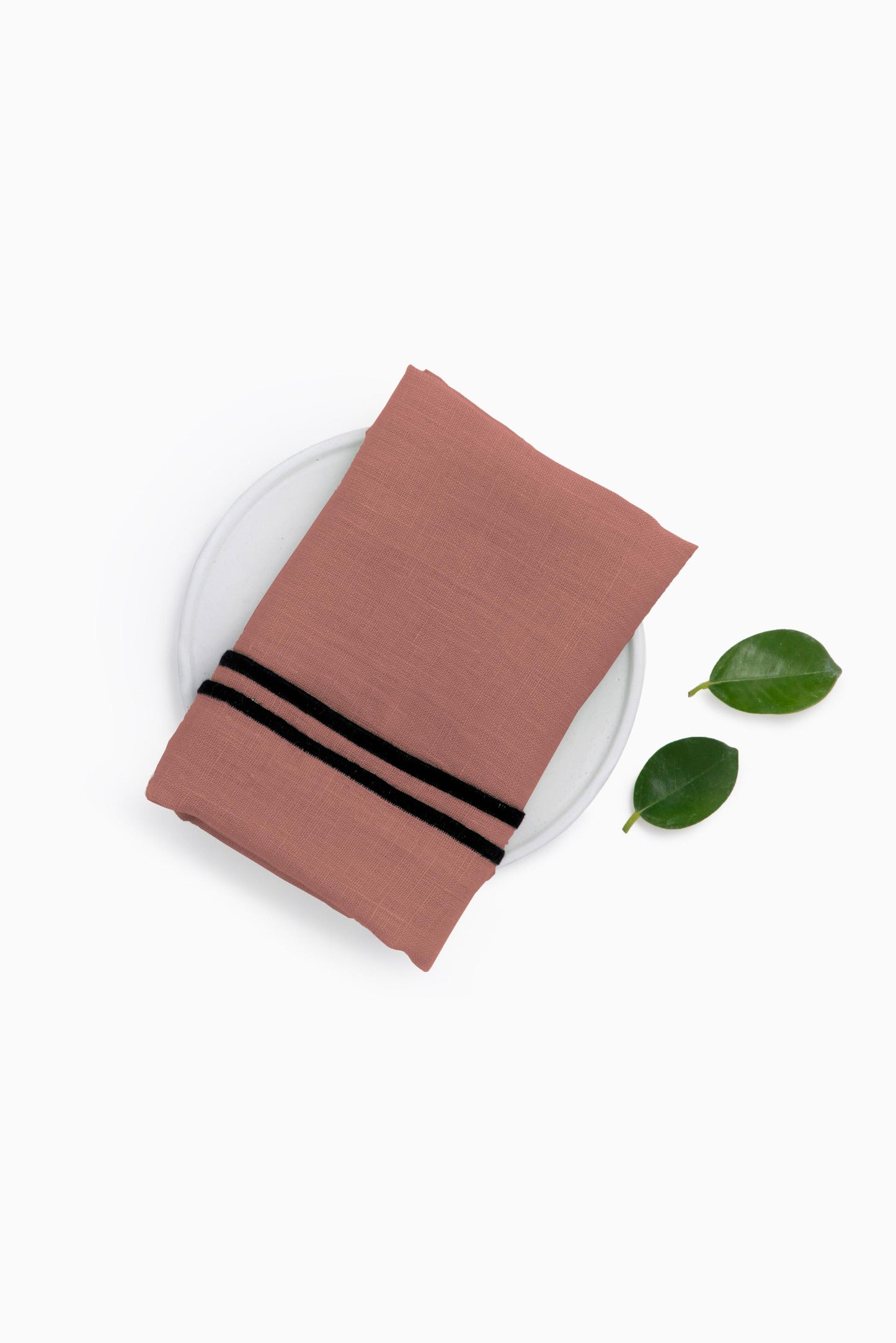 Linen Black Needled Napkin Set-Cinnamon Brown