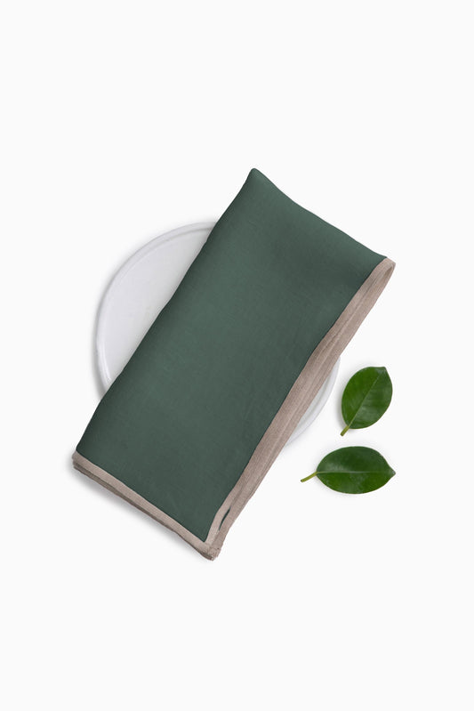 Linen Natural Needled Napkin Set-Bottle Green