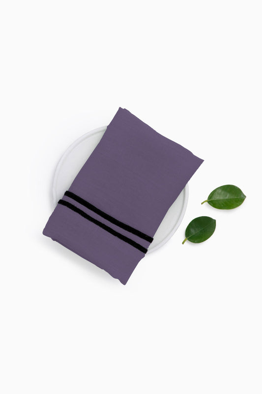 Linen Black Needled Napkin Set-Blackberry Wine