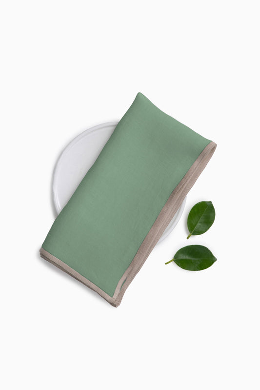 Linen Natural Needled Napkin Set-Retro Green