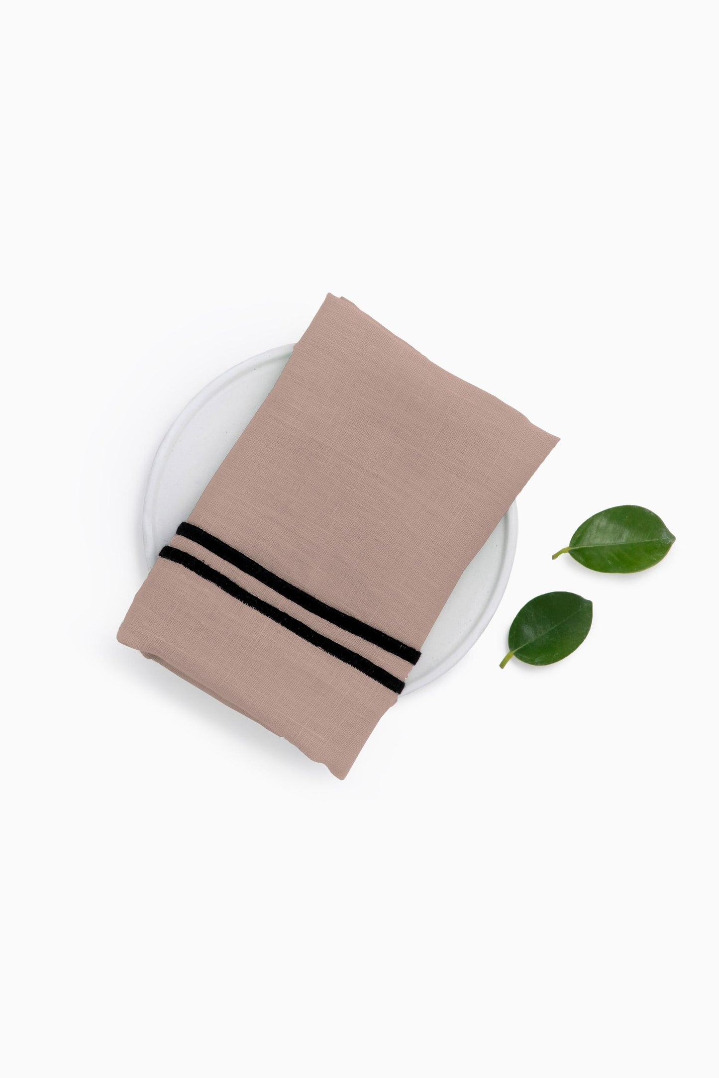 Linen Black Needled Napkin Set-Dusty Gold