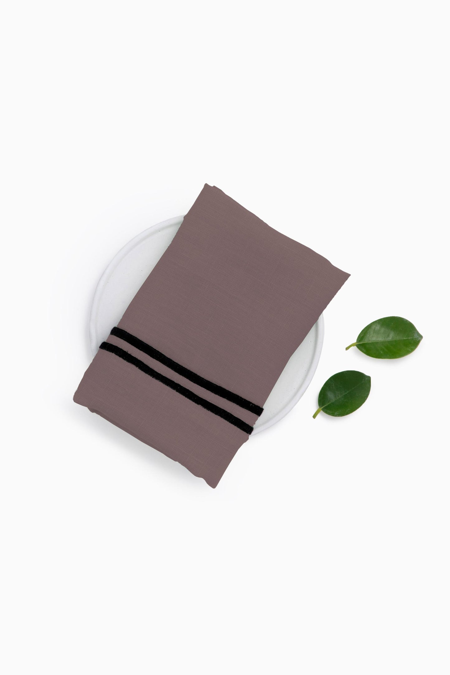 Linen Black Needled Napkin Set-Dusty Gold