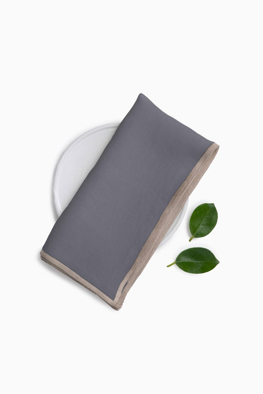 Linen Natural Needled Napkin Set-Charcoal Grey