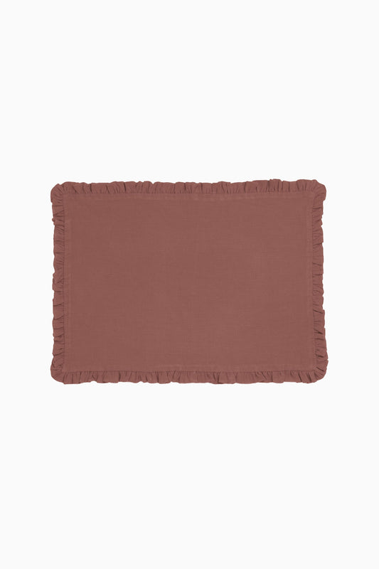 Linen Ruffle Medley Placemat Set-Cinnamon Brown