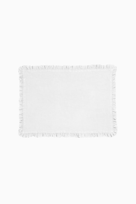 Linen Ruffle Medley Placemat Set-Angora White