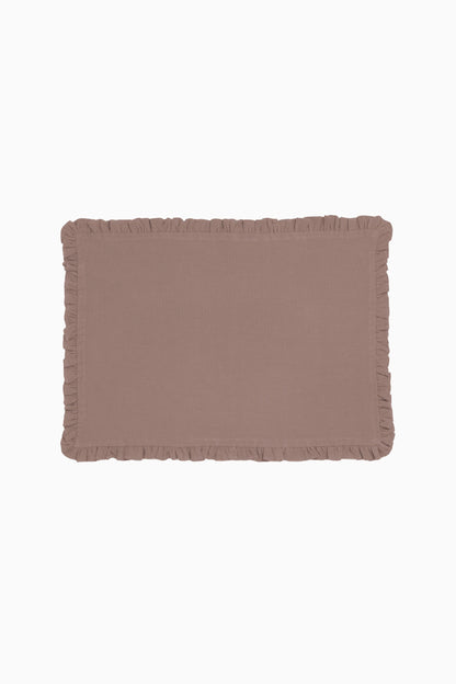 Linen Ruffle Medley Placemat Set-Caramel Brown