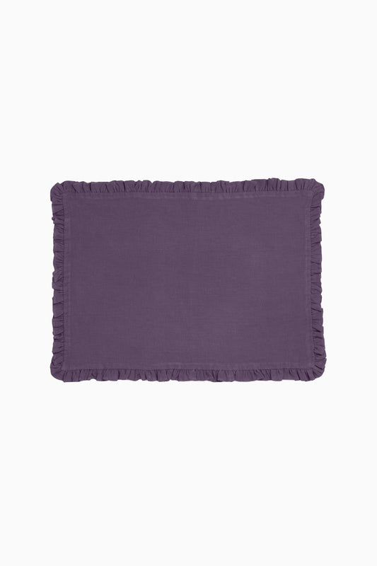 Linen Ruffle Medley Placemat Set-Blackberry Wine