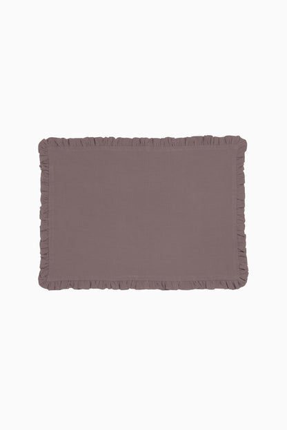 Linen Ruffle Medley Placemat Set-Charcoal Grey