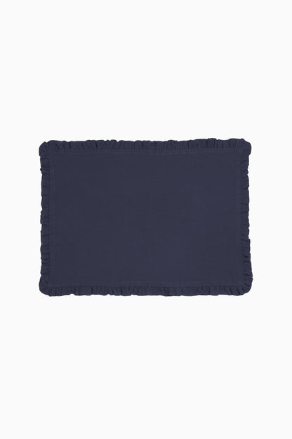 Linen Ruffle Medley Placemat Set-Charcoal Grey