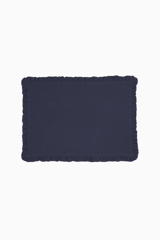 Linen Ruffle Medley Placemat Set-Indigo Blue