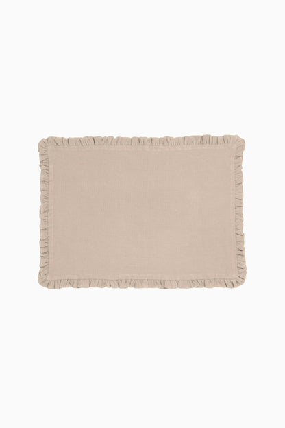 Linen Ruffle Medley Placemat Set-Caramel Brown