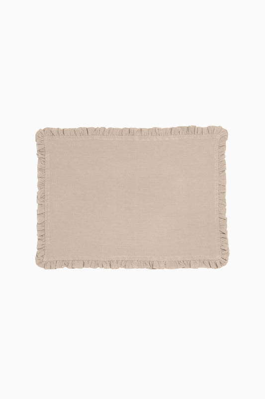 Linen Ruffle Medley Placemat Set-Oatmeal