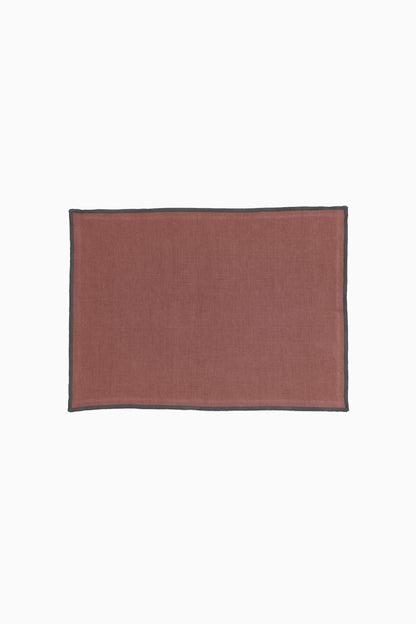 Linen Black Needled Placemat Set-Cinnamon Brown