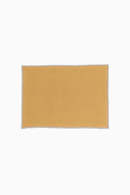 Linen Natural Needled Placemat Set-Cinnamon Brown