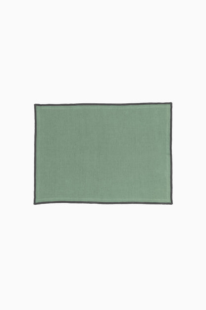 Linen Black Needled Placemat Set-Bottle Green