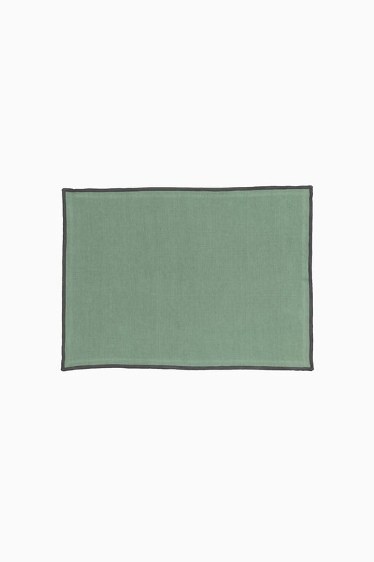 Linen Black Needled Placemat Set-Retro Green