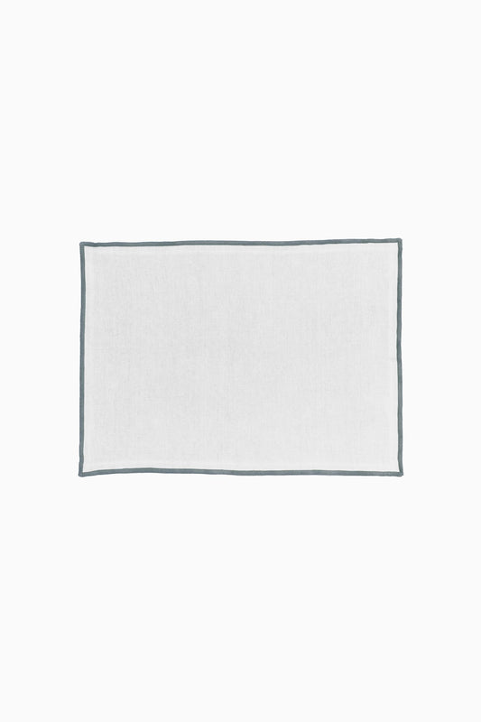 Linen Grey Needled Placemat Set-Angora White