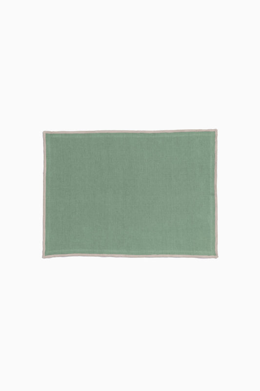 Linen Natural Needled Placemat Set-Retro Green