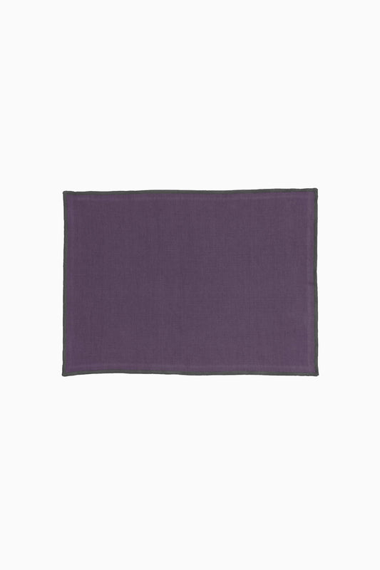 Linen Black Needled Placemat Set-Blackberry Wine