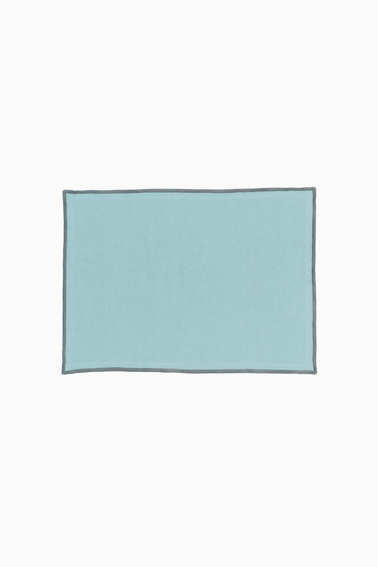 Linen Grey Needled Placemat Set-Moody Blue