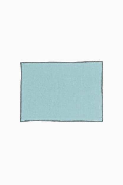 Linen Grey Needled Placemat Set-Retro Green