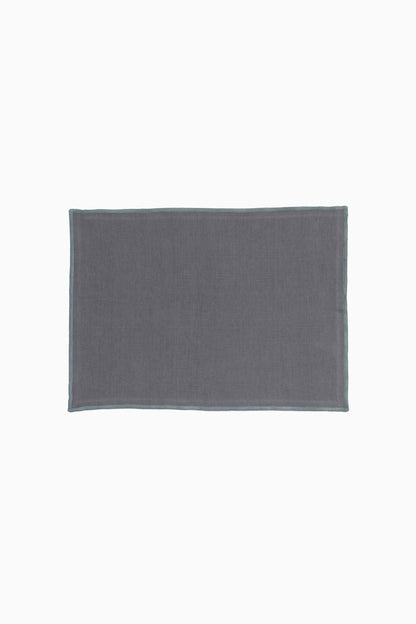 Linen Grey Needled Placemat Set-Retro Green