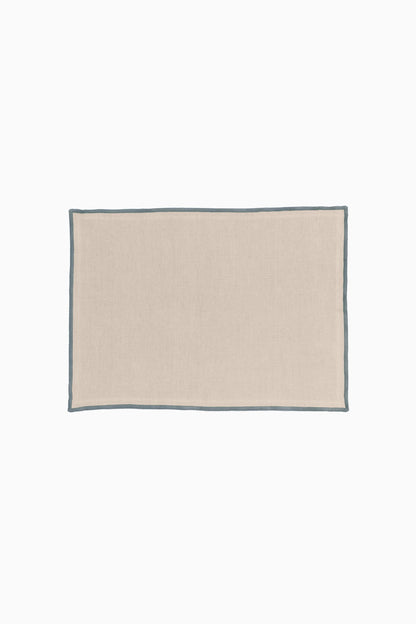 Linen Grey Needled Placemat Set-Angora White