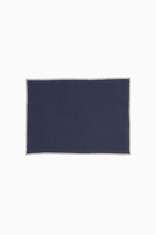 Linen Natural Needled Placemat Set-Indigo Blue