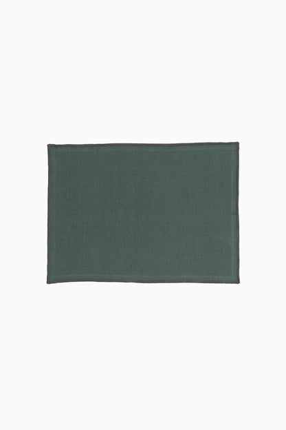 Linen Black Needled Placemat Set-Bottle Green