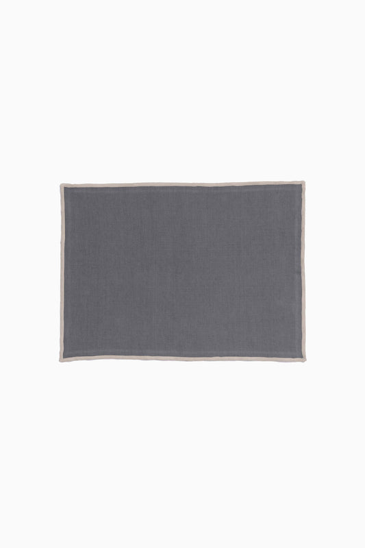 Linen Natural Needled Placemat Set-Charcoal Grey