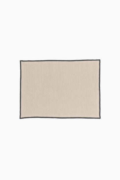 Linen Black Needled Placemat Set-Oatmeal